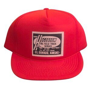 Hogoboom Oil Field Truck Service Red Snapback Hat Polyester El Dorado Kansas